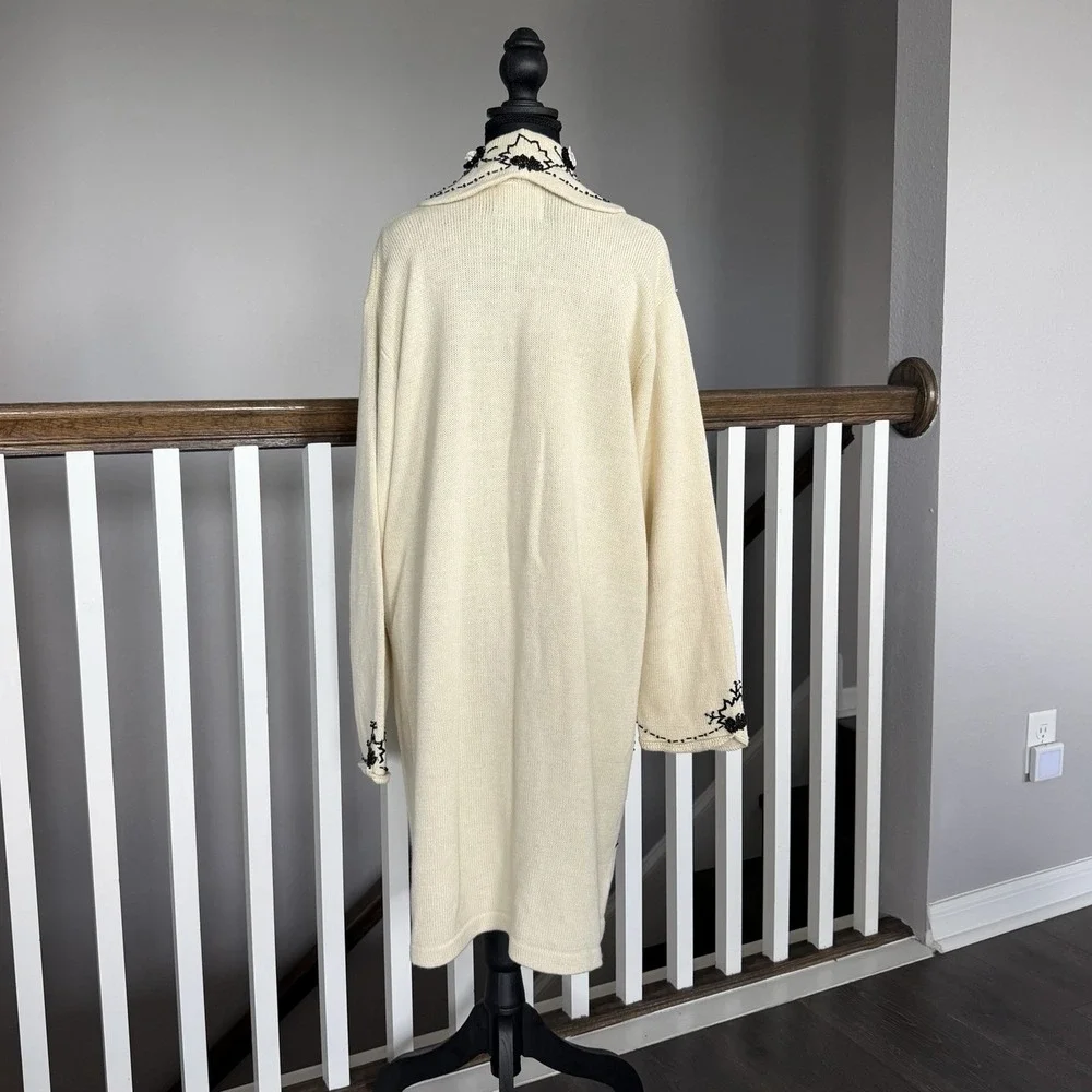 Storybook Knits Sweater Women 1X Long Floral Cardigan Open Front Forever Famous - Picture 5 of 14